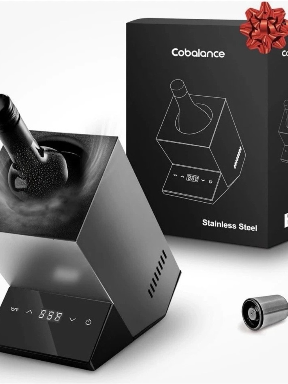 Black Stainless Steel Wine Chiller & Warmer